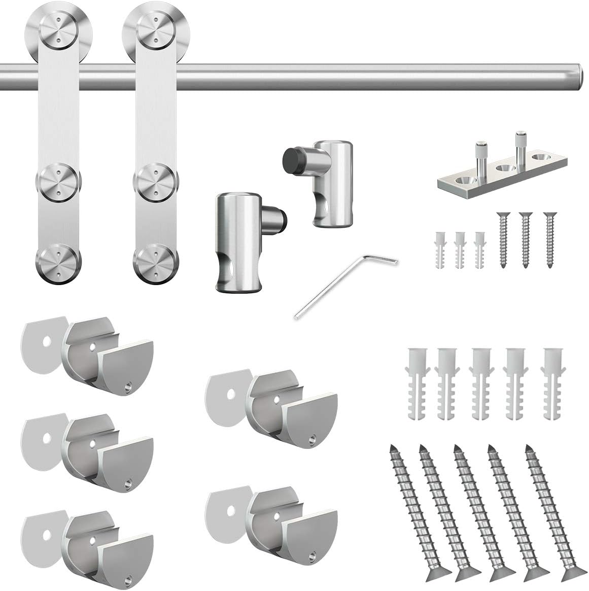 Sliding Barn Door Hardware Kit, Stainless Steel