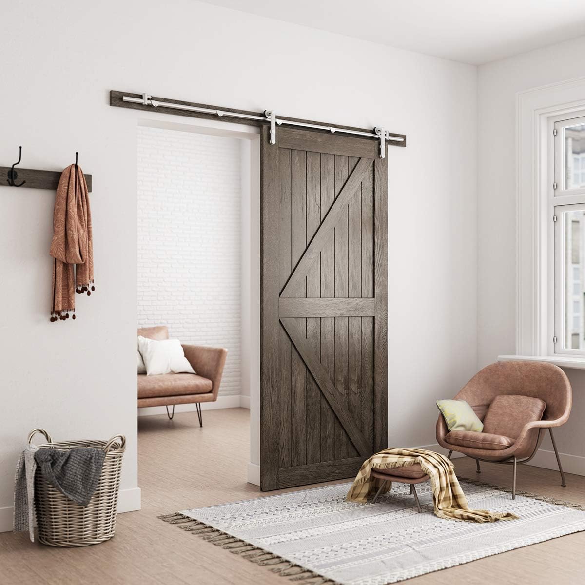 Sliding Barn Door Hardware Kit, Stainless Steel