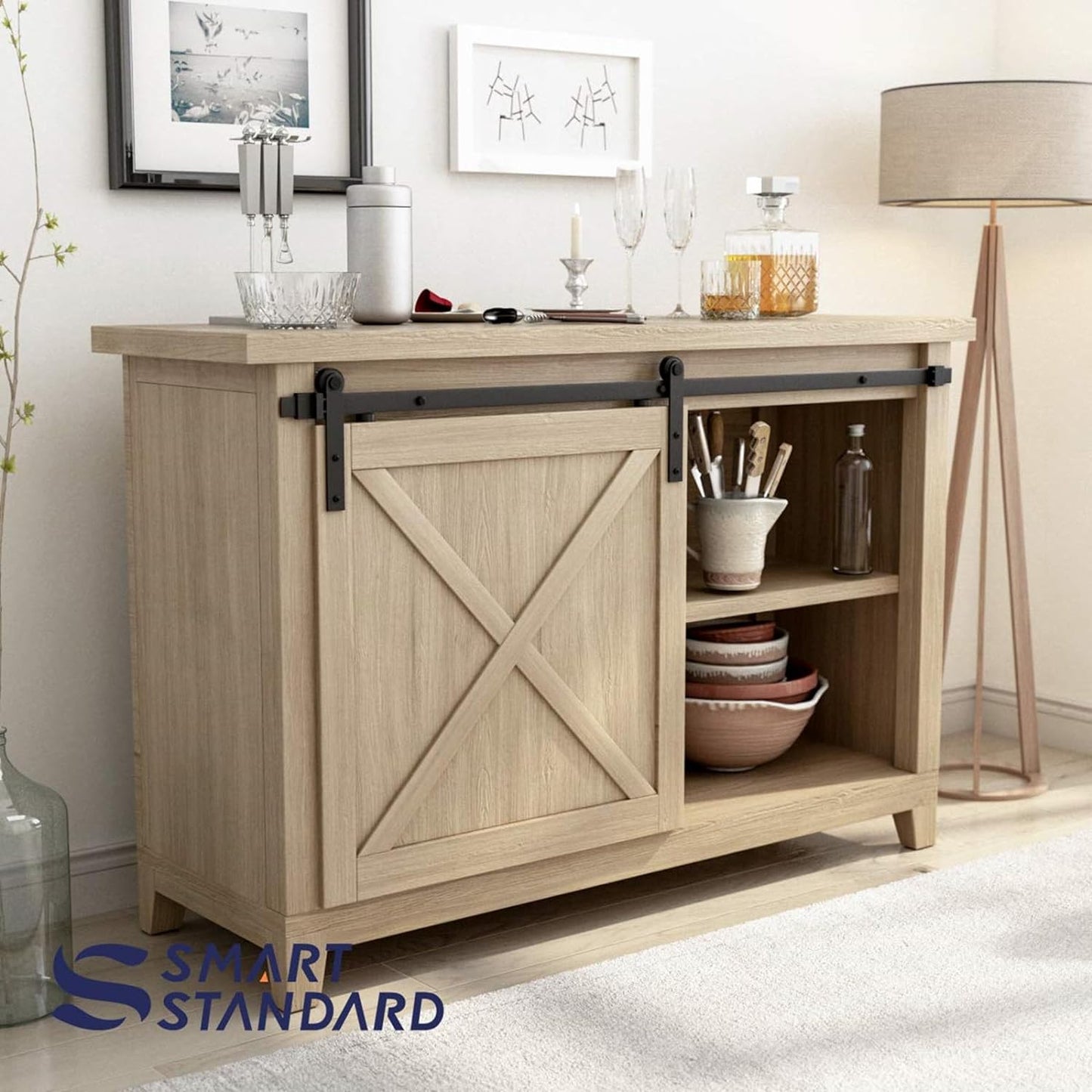 Cabinet Sliding Barn Door Hardware Kit, I Shape Hanger