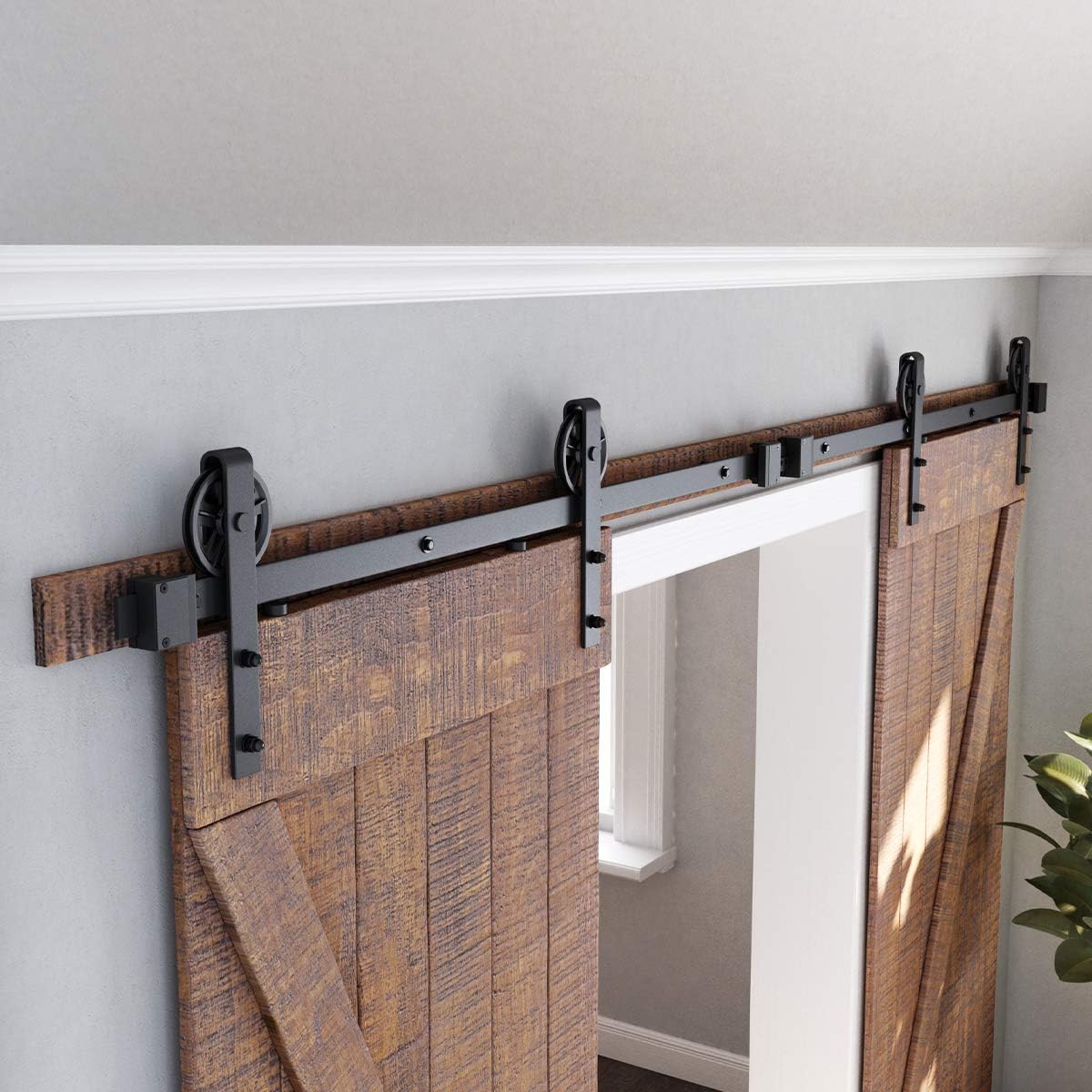 Double Barn Door Hardware Kit, Big Wheel Shape Hanger