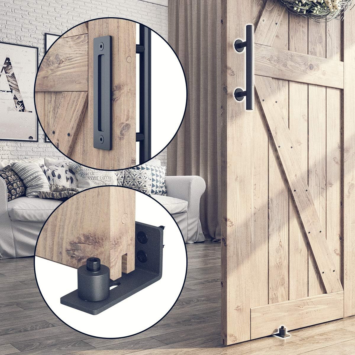 Sliding Barn Door Hardware Whole Kit, J Shape Hanger