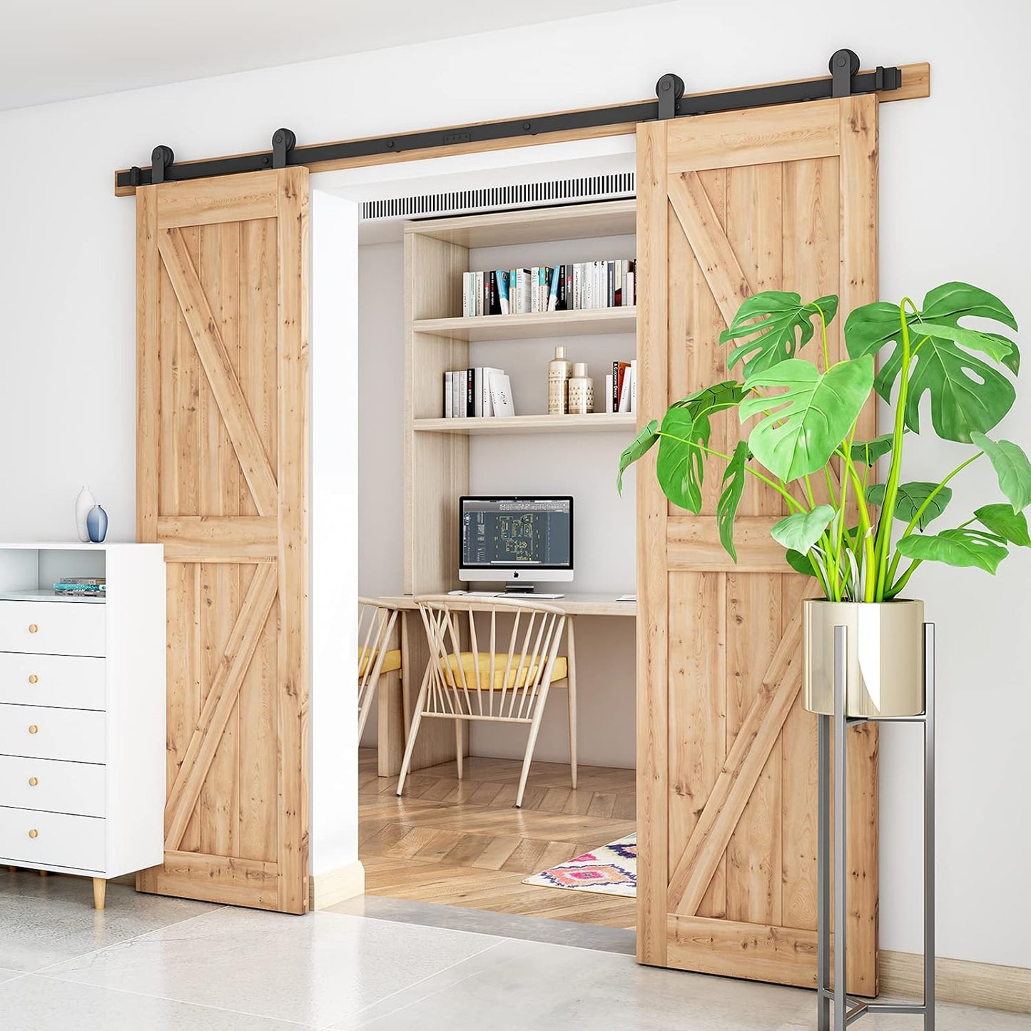 Double Barn Door Hardware Kit, T Shape Hanger