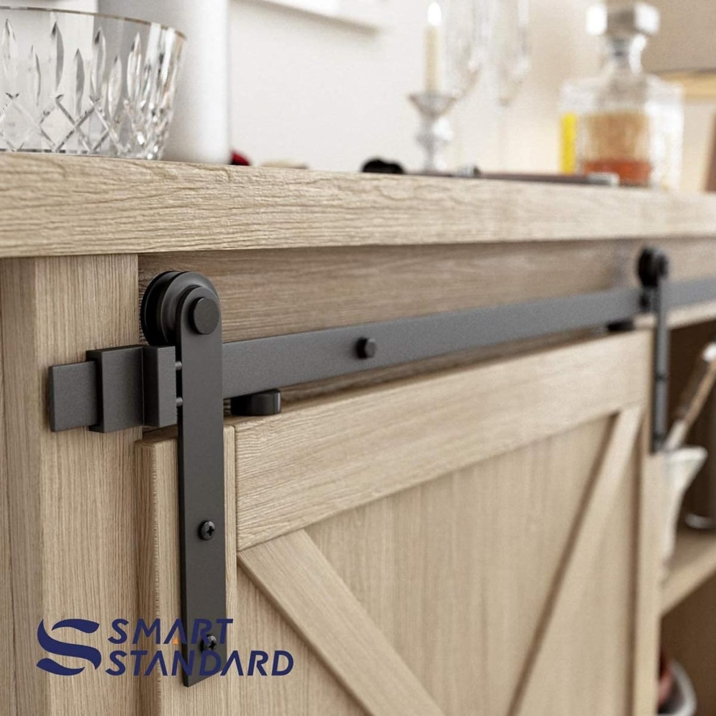 Cabinet Sliding Barn Door Hardware Kit, I Shape Hanger