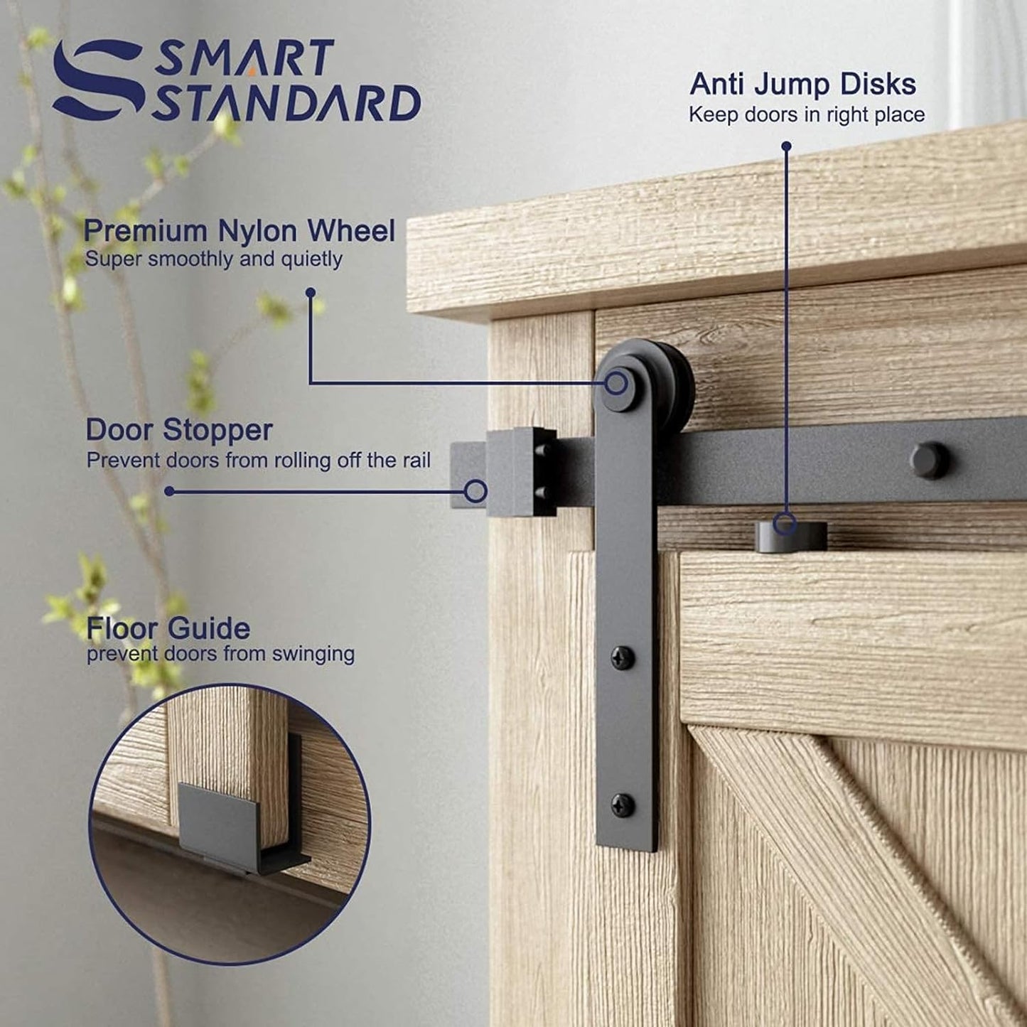 Cabinet Sliding Barn Door Hardware Kit, I Shape Hanger