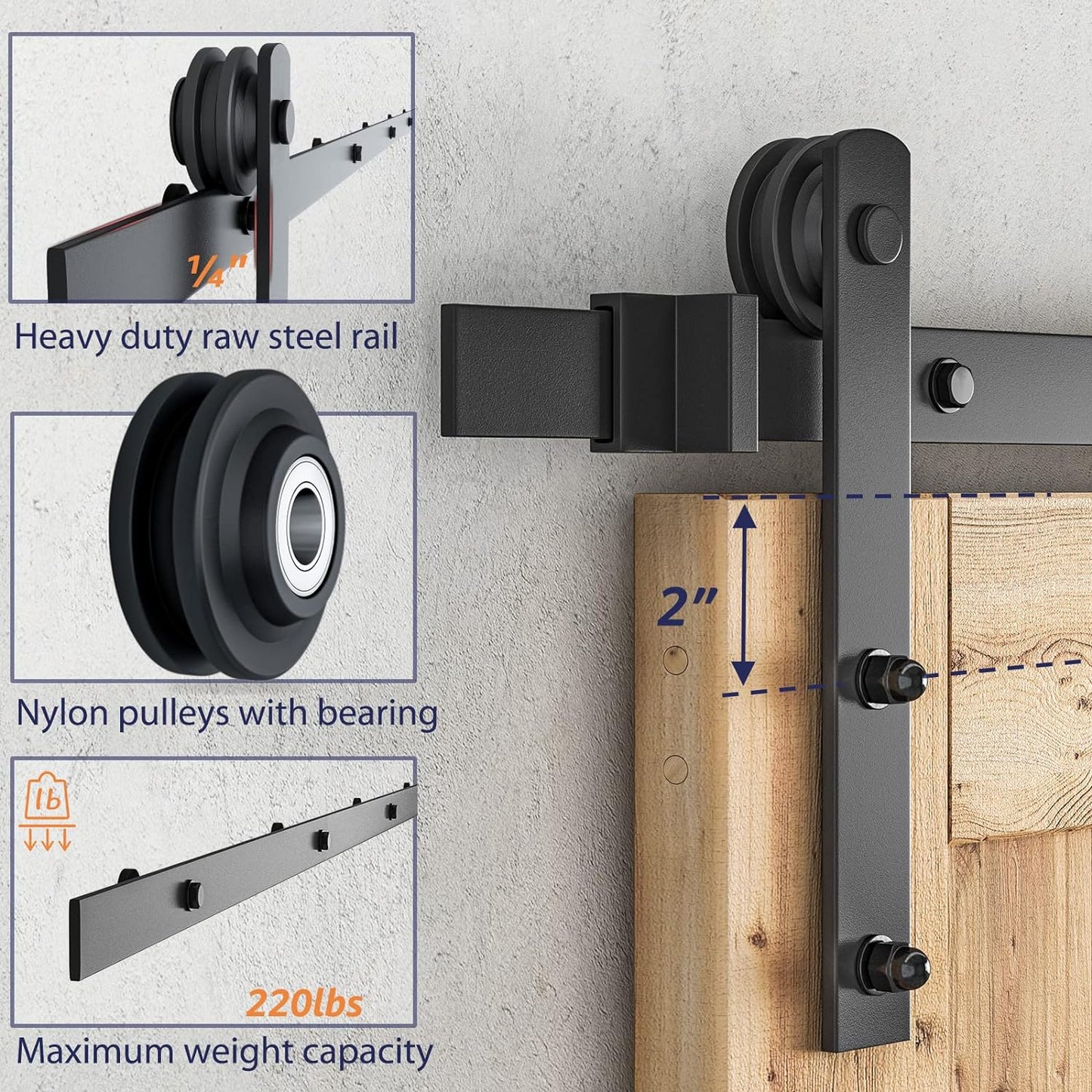 Sliding Barn Door Hardware Kit, I Shape Hanger