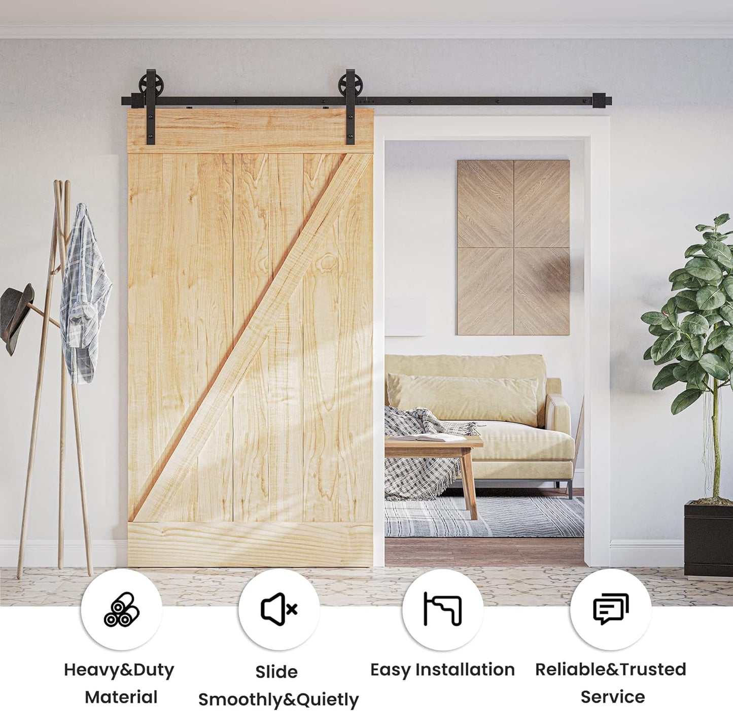 Sliding Barn Door Hardware Kit, Big Wheel Shape Hanger