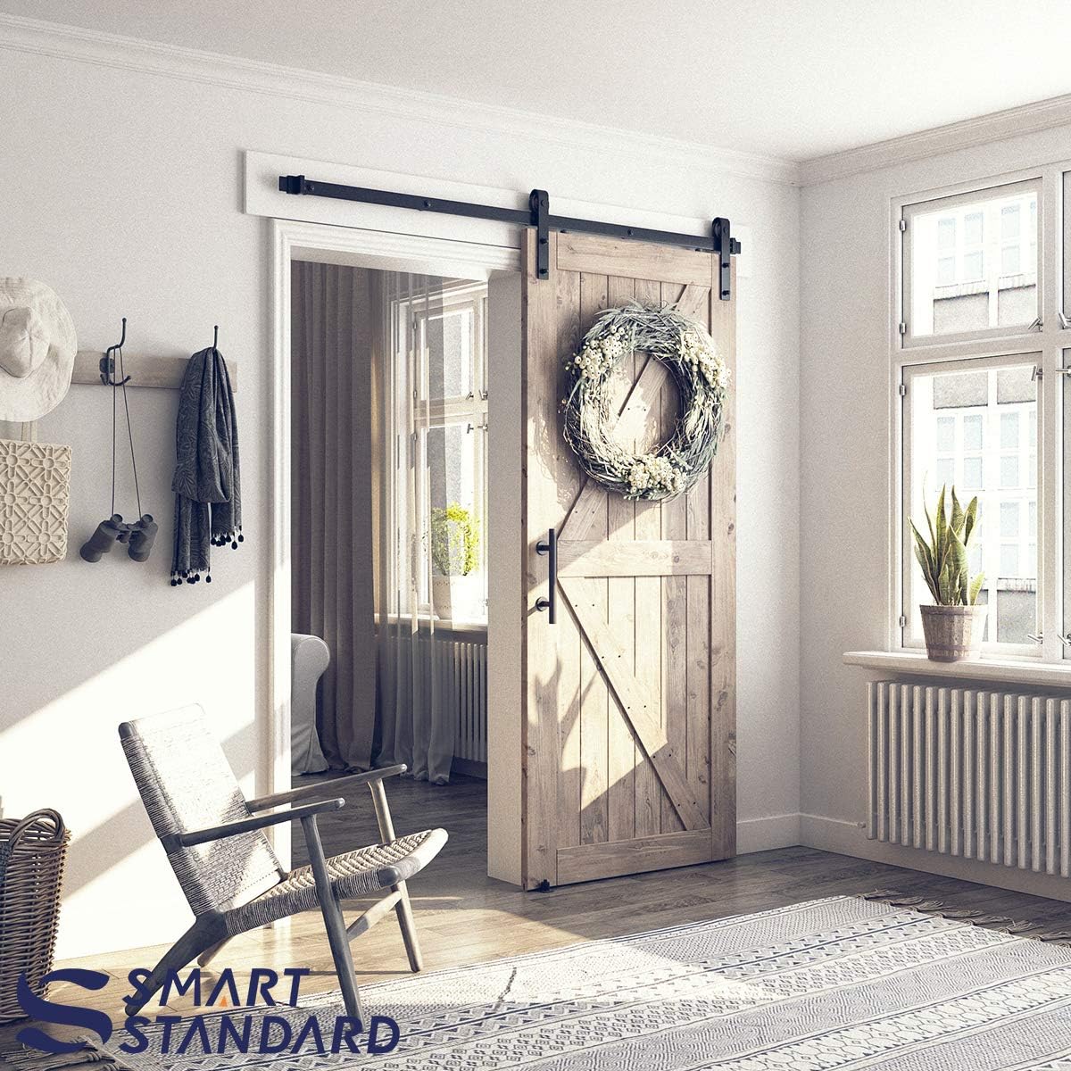 Sliding Barn Door Hardware Whole Kit, J Shape Hanger